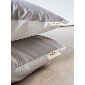 Funda de Almohada de Algodón Orgánico – Blanco y Beige – 80x80cm