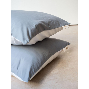 Funda de Almohada de Algodón Orgánico – Blanco y Gris – 80x80cm