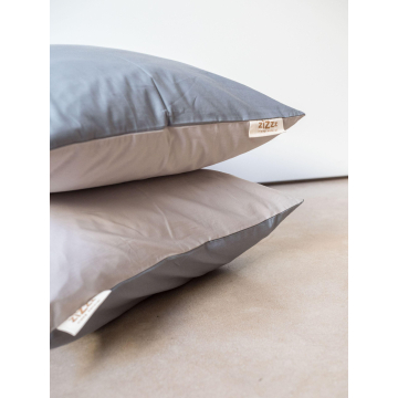  Funda de Almohada de Algodón Orgánico – Gris y Beige – 40x60cm