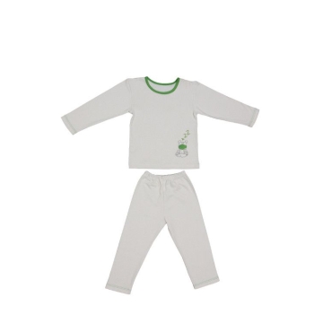 Pijama para niños de algodón orgánico - rana verde - 3 a 4 años - Zizzz