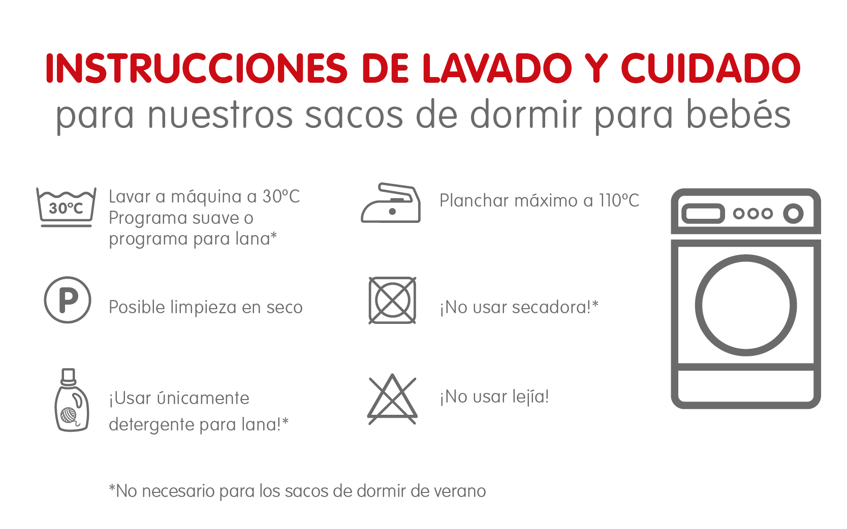 Instrucciones de lavado y cuidado